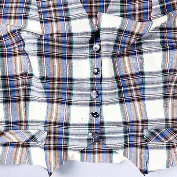 Vintage 1950's Plaid Button-Up Women's Vest - Picture 5 of 7